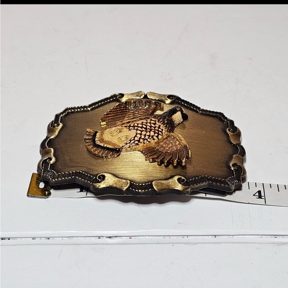 Vintgae Raintree Buckle & Jewelry Inc Quail Brass Unisex Belt Buckle Ornate - Picture 7 of 9